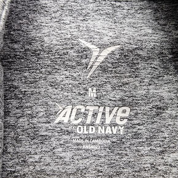Old Navy Active Top Women M Heathered Gray Popover Thumbholes Workout Athleisure - Picture 6 of 12